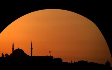 A far-sighted view of sunset at Istanbul